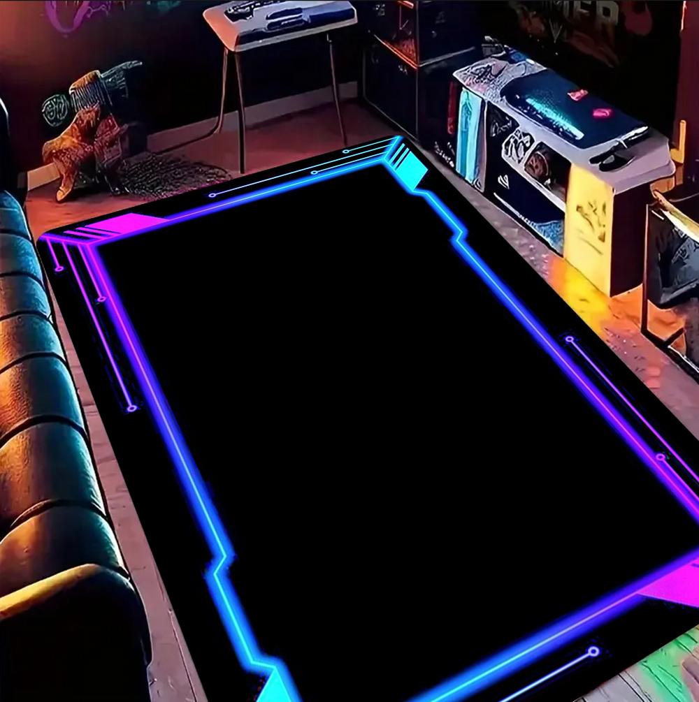 Neon LED 3D Illusion Spiral Grid Tunnel Carpet Visual Impact Gaming Esports Room Carpet Living Room Home Decoration Gift