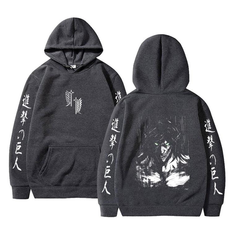 Sudadera con capucha Merch de Eren Jaeger de Attack on Titan Anime para Hombre Mujer Dibujos Animados Manga Cosplay Streetwear Sudadera con Capucha Oversize para Hombre