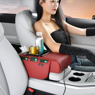 PU Leather Armrest Pad Portable Storage Box Durable Car Armrest Pillow  Universal