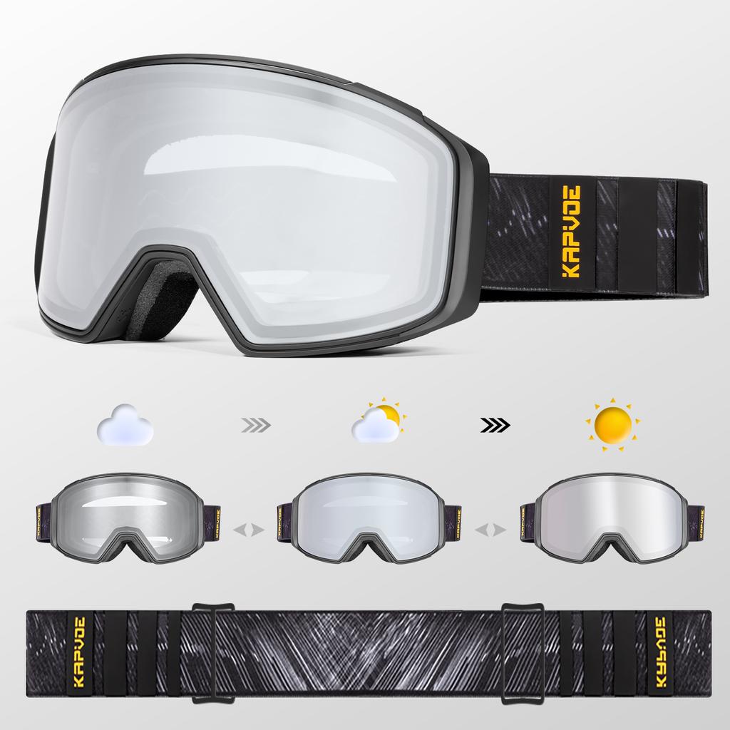 Photochromic UV400 Protection Ski Goggles Sports Mask for Men Women Winter Anti-Fog Snowboarding Goggle Skiing Glasses