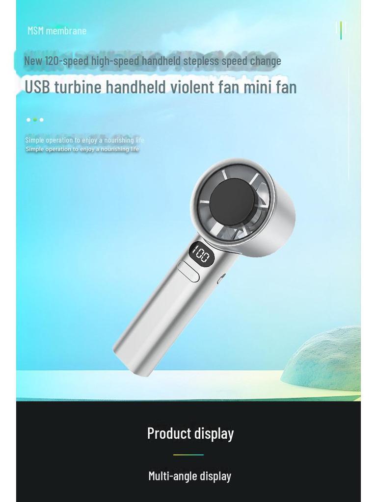 Portable Leafless Handheld USB Fan: Silent, High-Wind Mini Air Conditioner