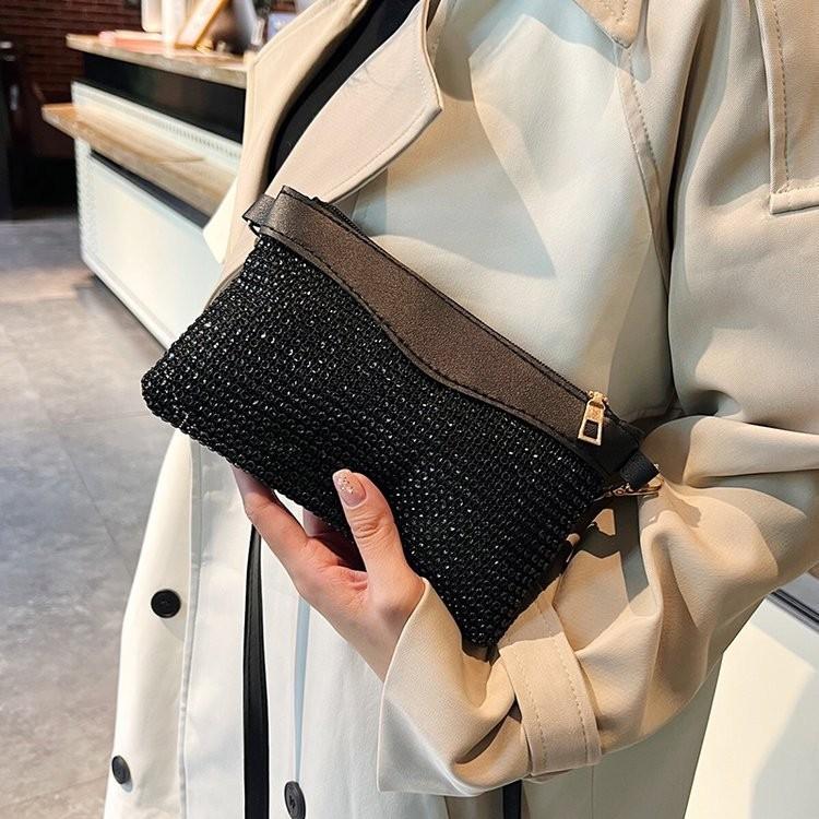 Chic And Trendy Rhinestone Evening Purse In Classic White And Black Color Options