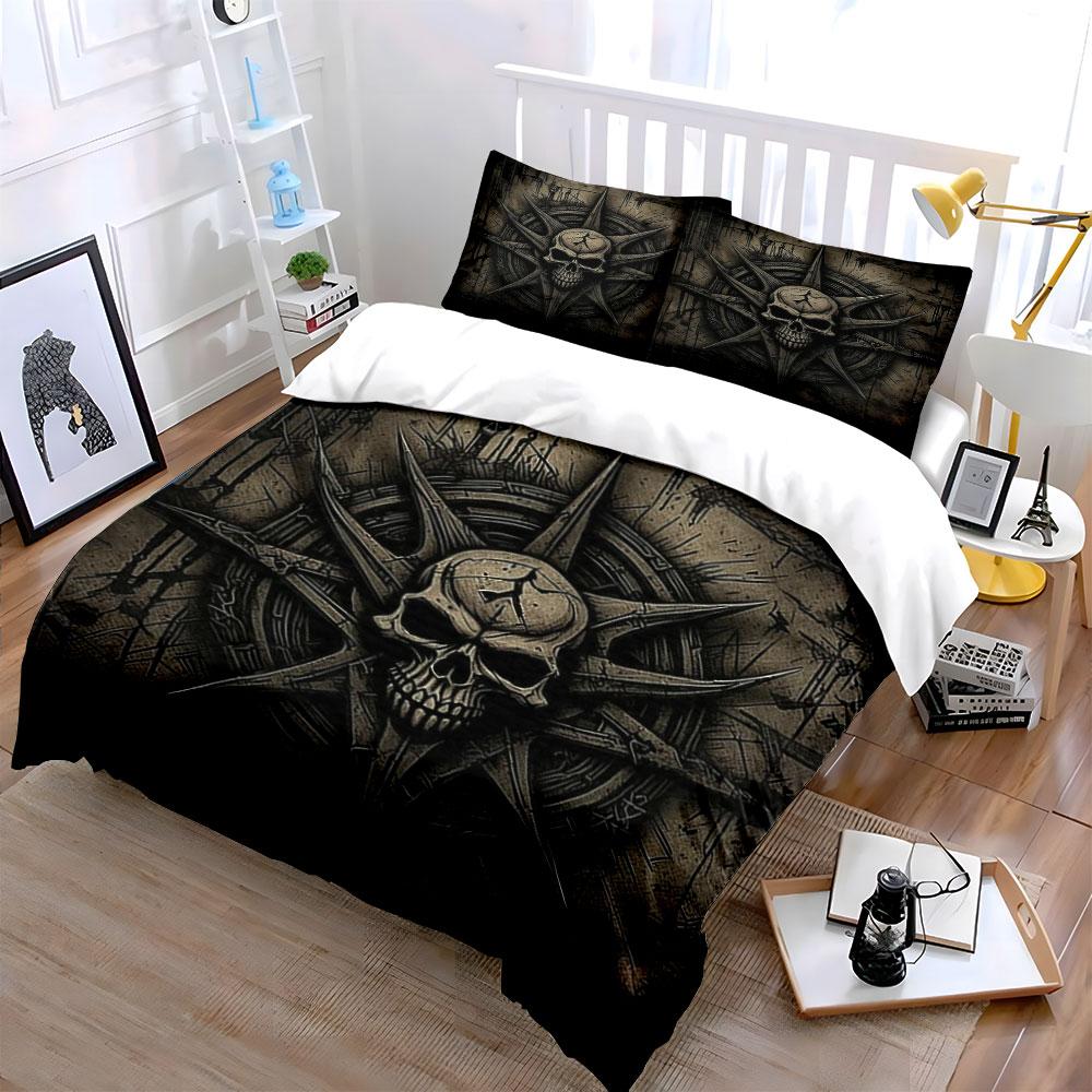 Skull with Spiked Compass. Bedding Sets Duvet Cover Sets Duvet Covers Pillowcases(1*Duvet Cover 2*Pillowcases Without Duvet Insert)