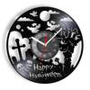 Happy Halloween Nacht Wanddekoration Vinyl Schallplatte Wanduhr Totenkopf Skelett & Geist Vintage Uhr Horror Dekoration Wanduhr