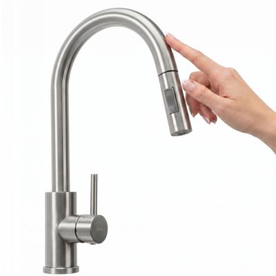 Brushed Nickel Touch Kitchen Faucet Pull-out Spout Fresh Touch