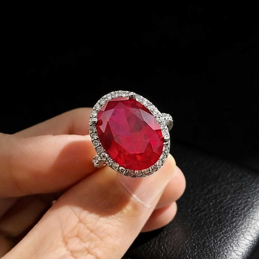 Customized Jewelry Jewelry Imitation 12 * 16 Coconut Round Ruby Sapphire Ring Luxury Dove Egg Ring Women