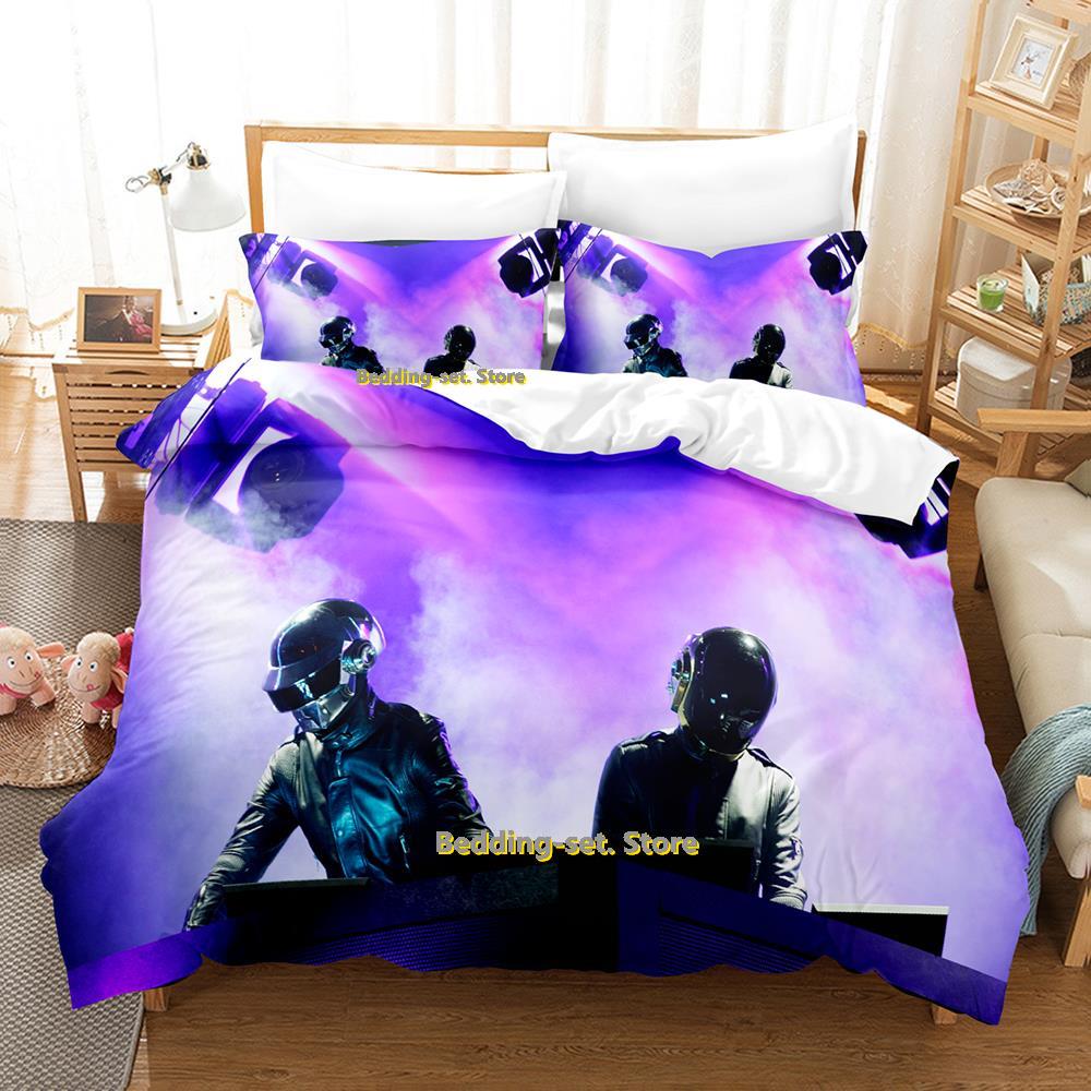 New Hip Hop Daft Punk Bedding Set Cartoon Anime Three-piece Set Adult Kid Bedroom Duvetcover Sets 3D Kawaii Roupa De Cama Casal