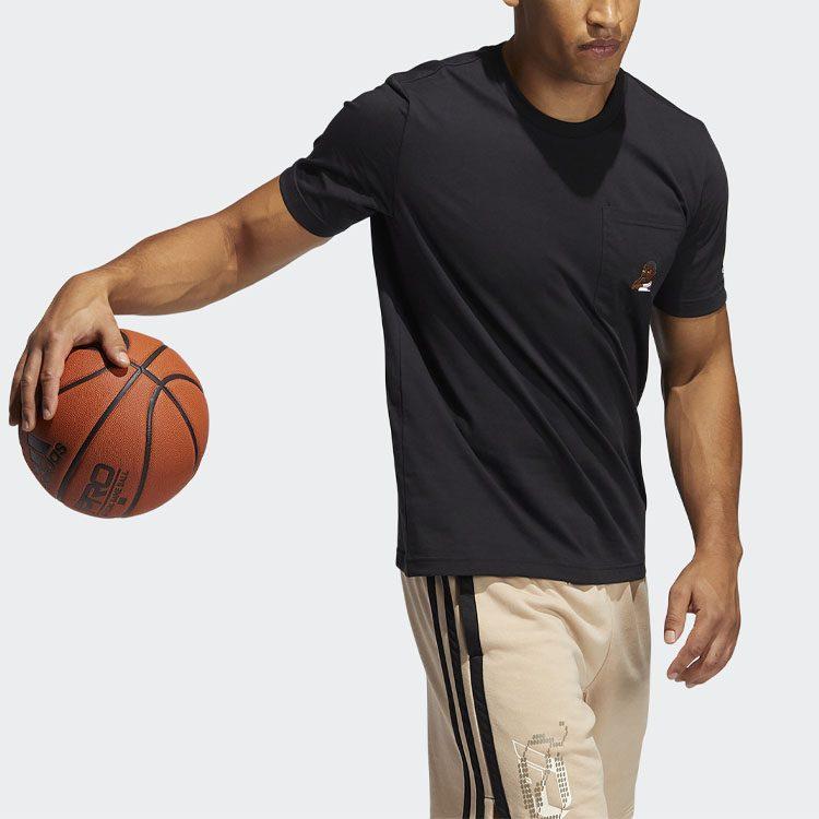 adidas T Shirts Men's Black Crew Neck Moderate Straight Fit GP3435