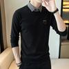 Autumn Sweatshirt Men's Long-sleeved Fake Two-piece Shirt Collar Fashion Top New T-shirt Base Shirt Dad Outfit