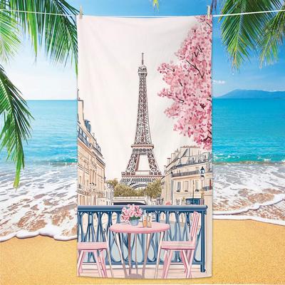Eiffelturm Strandtuch, Digitaldruck Dünn Schnelltrocknend Anti-Sand Mikrofaser Leicht für Schwimmen, Yoga, Reisen, Fitnessstudio, Geschenk