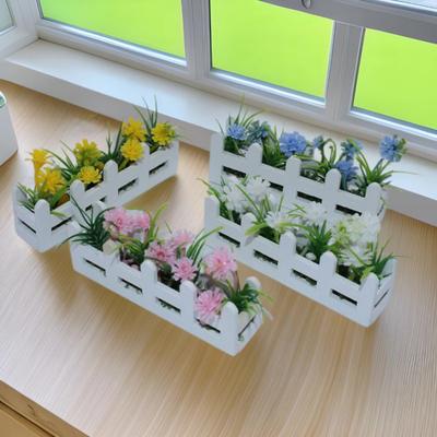 Miniature Raised Garden Bed Figurine Mini Flower Fence Planter Box Model 1/12 Scale Dollhouse Fairy Garden Decoration Accessories
