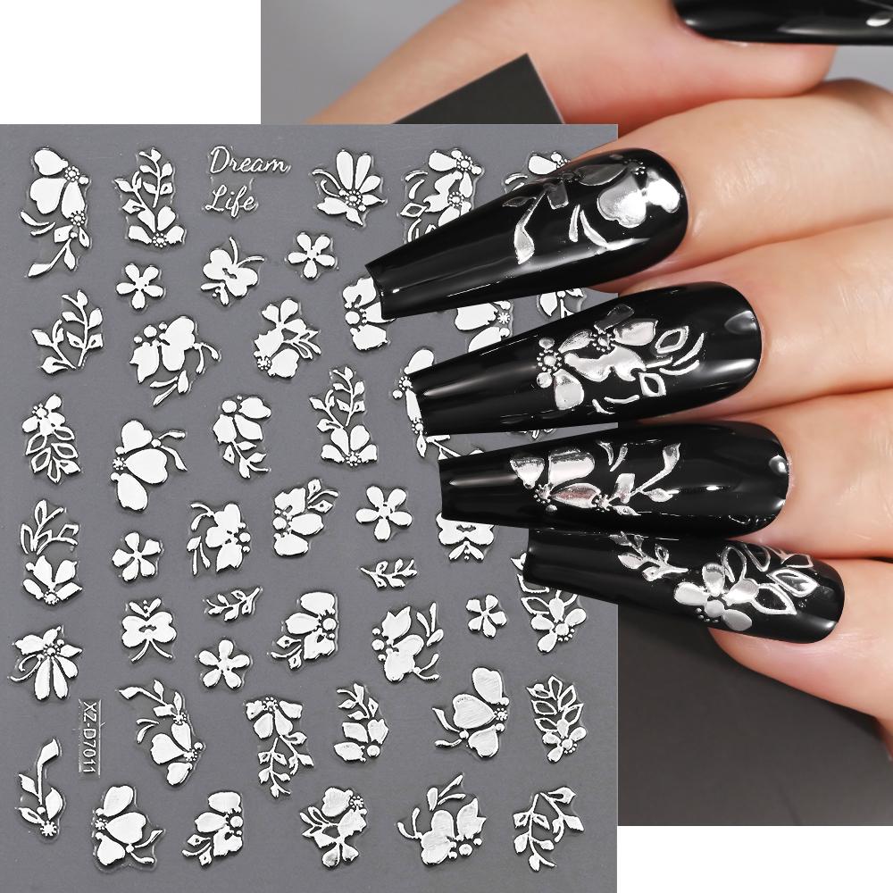 1Pcs 3D Metal Silver Bowknot Nail Art Sticker Exquisite Ribbon Self-Adhesive Nails Decals Y2K Bow Slider DIY Manicure Accesories