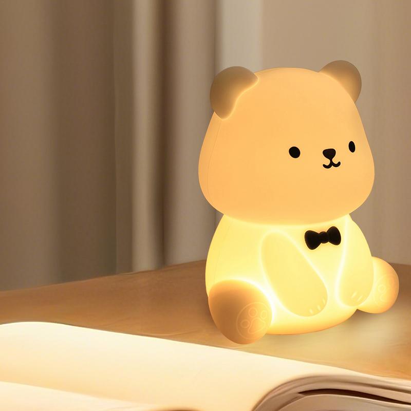 Bear Night Light | Silicone Dimmable Nightlight | Cartoon Bear Atmosphere Night Light Timing Sleep Light for Bedside Decor