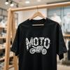 2025 Summer Men's Cotton T-shirt Motocycle Moto Wheel Print Loose Sweat-absorbing Sports Cycling Print Tee Top
