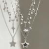 Trendy Vintage Black Star Cross Pendant Multi Layer Chain Necklace for Women Gothic Y2K Charm Jewelry Accessories Wholesale