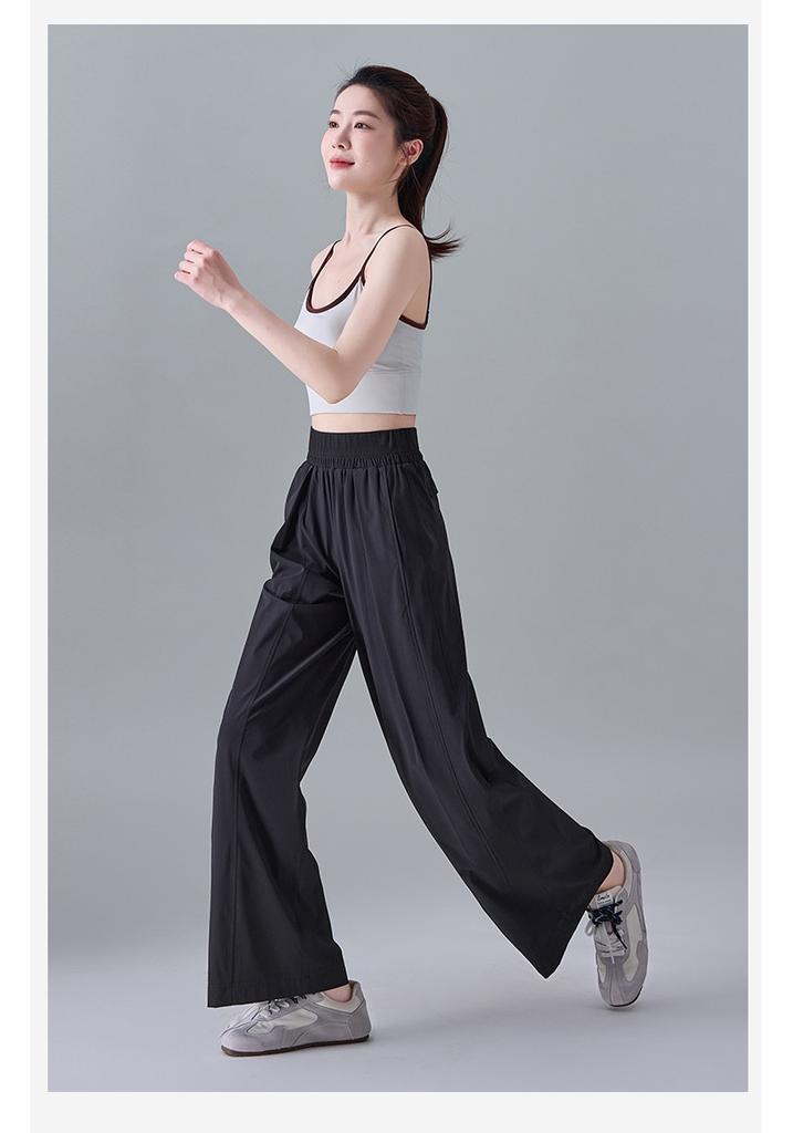 Elastic casual sports wide leg pants for women in summer 2025, thin, loose, fashionable, long leg pants