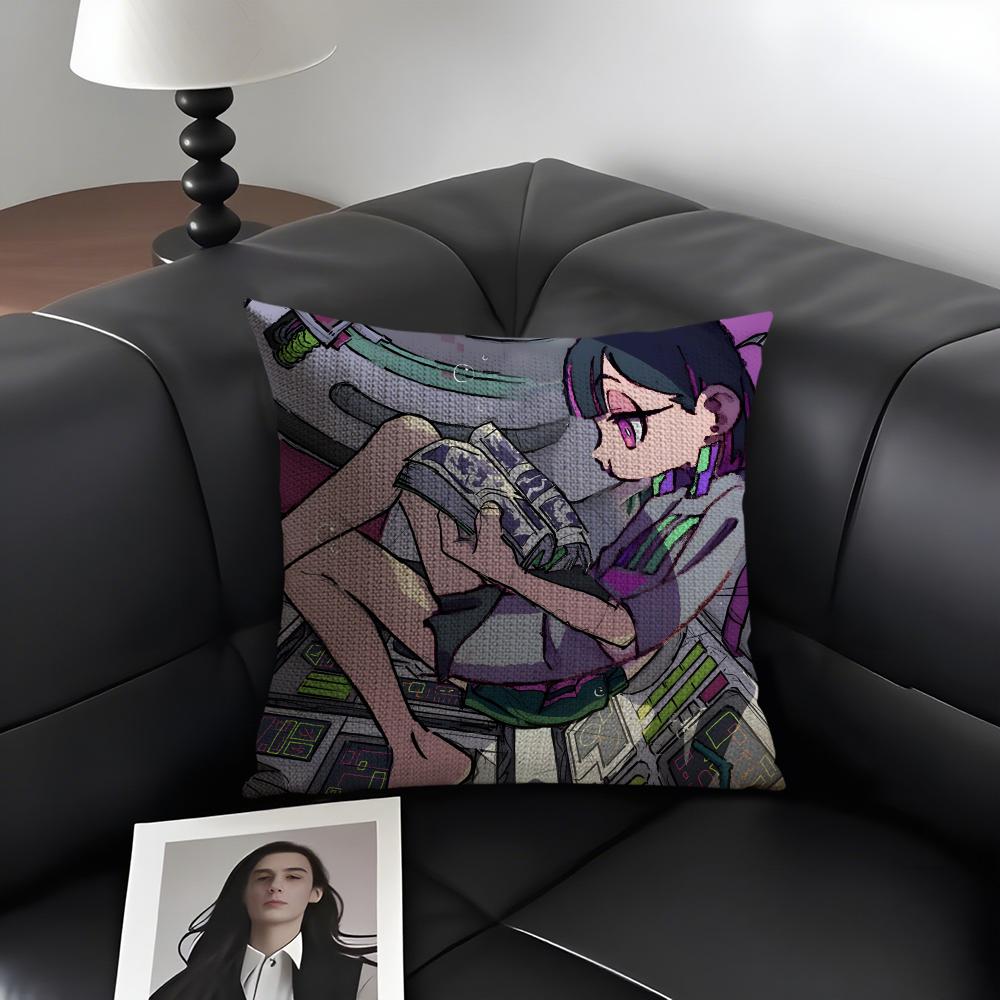 ZZutomayo Cartoon Cushion Cover Natural Linen Organic Fabric DoubleSided Printing Sofa Home Decor Gift Pillow Case