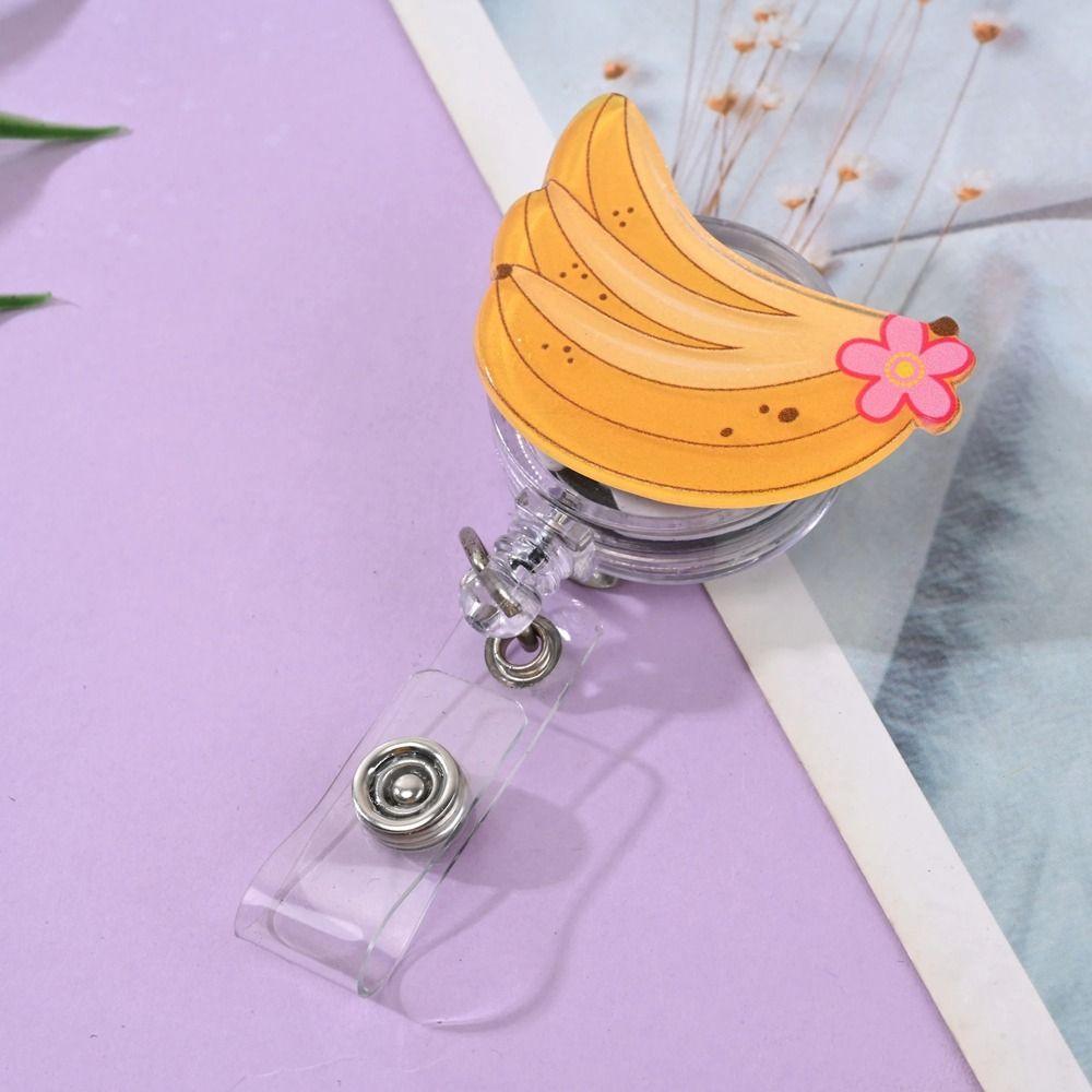 Avocado ID Card Holder Telescopic Retractable Badge Clips Fruit Badge Reel Work Permit