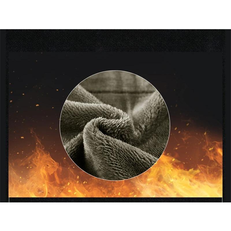 Solid Men's Fleece-Lined Bomber Jacket Winter Windproof Stand-Collar Zip-Up Thicken Warm Plush Coat Fashion Clothing