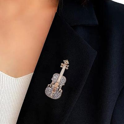 Brooch Pin Violin Rhinestones Jewelry Shiny Guitar Brooch Clothing Accessories