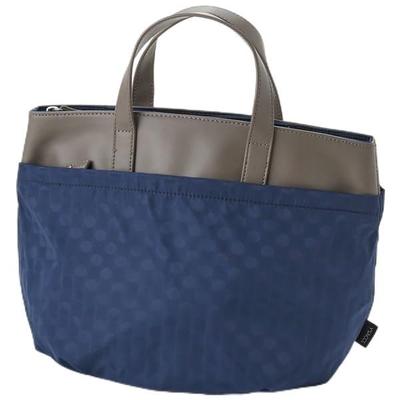 Tote prikket genbrugslæder tote navy [Isaac] taske, vandafvisende jacquard, kombination, 2-vejs taske, 1000713SC, (66)