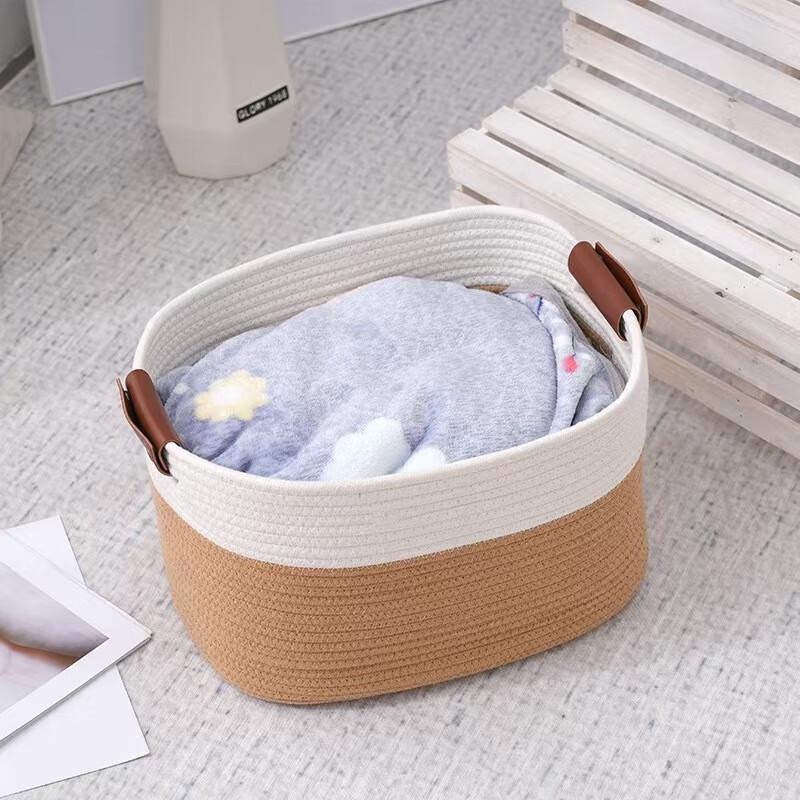 miflame Japanese Style Cotton Linen Storage Basket