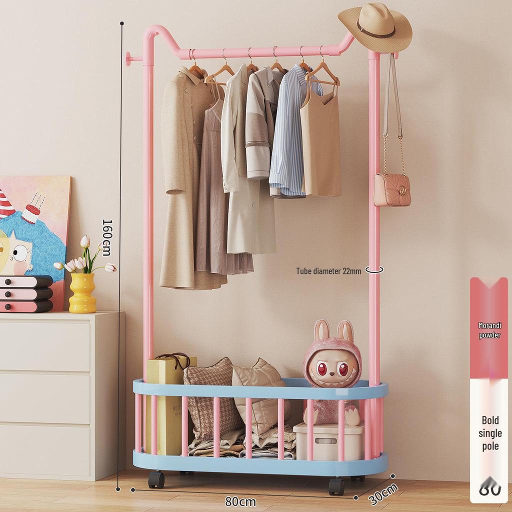 Mobile Clothes & Hat Rack, Dormitory & Bedroom Floor Stand, Small Hanging Rack with Bag Hook - 2026 New Style.