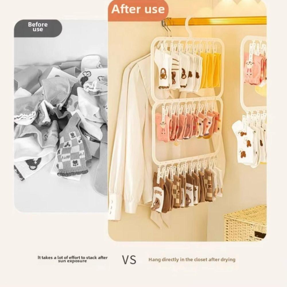 Windproof Sock Drying Rack Portable Drying Rack with Clips  Baby Clothes Drying