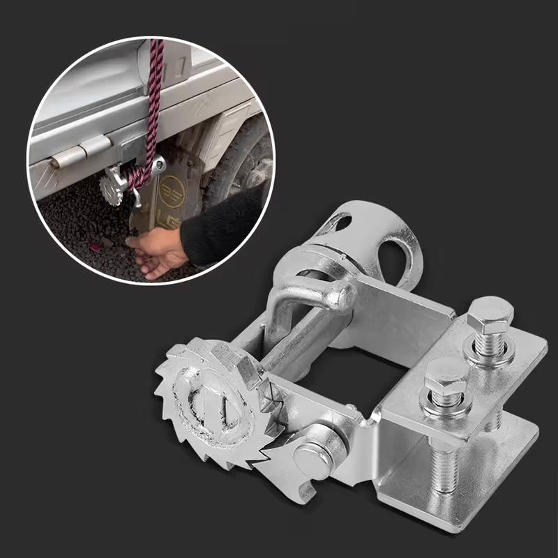 A Manual Rope Fastener for Small Trucks Featuring A Binding Device with An Adjustable Lever Tensioner and A Crank Ratchet Design