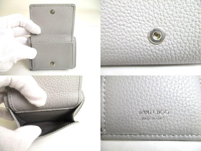 Authentic Jimmy Choo Plastic Stars Gray Leather Trifold Wallet Compact Wallet NEMO #a354  Refurbished