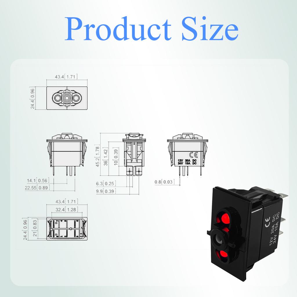 12V/24V 20A Waterproof Marine Grade Momentary ON OFF Red Backlight Rocker Switch for Car Boat RV Truck Horn Winch Polarity Start Battery Switches5
