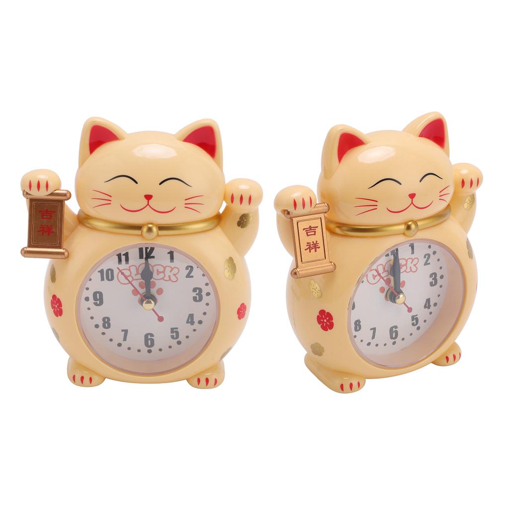 Lucky Cat Clock Accurate Plastic Cute Cartoon Good Lucky Cat Alarm Clock for Home