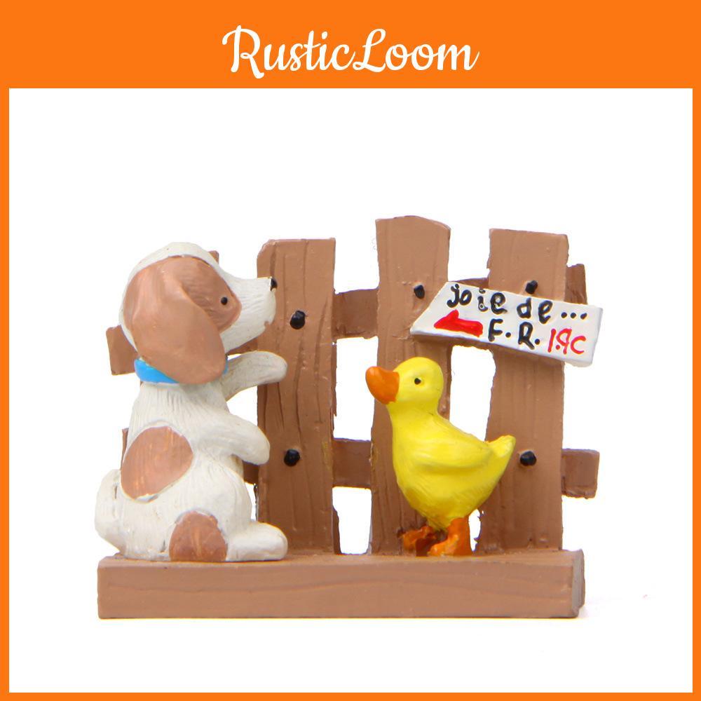 Cute Cartoon Fence Duck Dog Mini Model Ornament For Mini Garden And Floral Arrangements