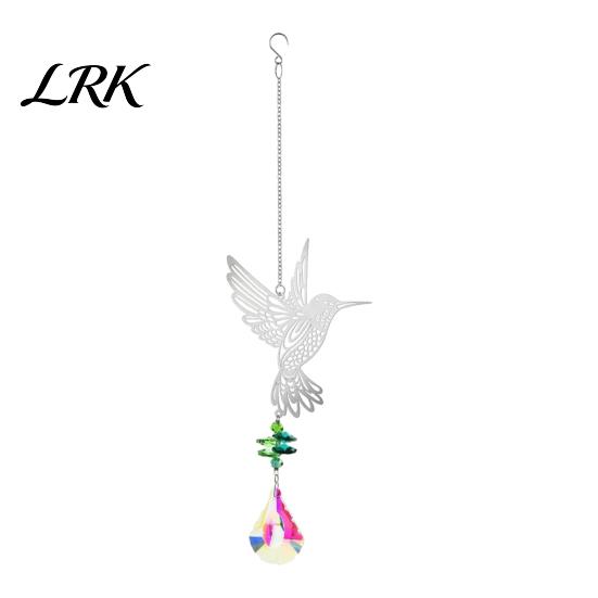 Faux Crystal Suncatcher Hanging Metal Hummingbird Suncatcher, Prisms Window Colorful Light Prism Decor Rainbow Maker Ornament for Garden, Home