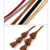 Solid Color Thin Waist Rope Belt Tassel Detail Knit Belt Fashion Dress Waistband  Waist Accessory