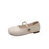 Korean version of super fire round head shallow mouth single shoes women's 2025 spring and summer new French skirt flat Mary Jane small leather shoes