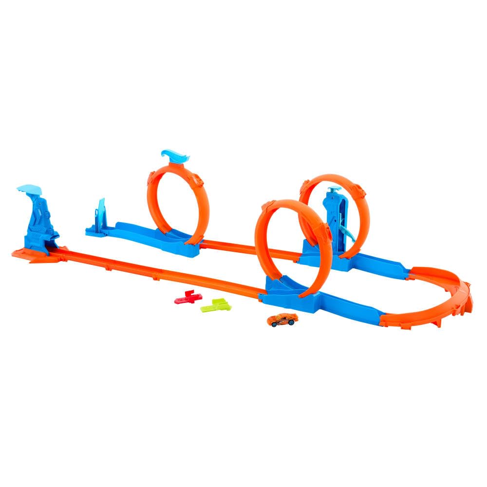 Hot Wheels Triple Loop Playset with 1 Mini Car Toy Playset for Ages Orange JDW39 - Ride-on 4+ -