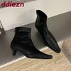 Fashion Footwear Low Heel Women Ankle Stretch Boots Female Casual Fashion Pointed Toe Modern Ladies Short Boots Pumps Shoes