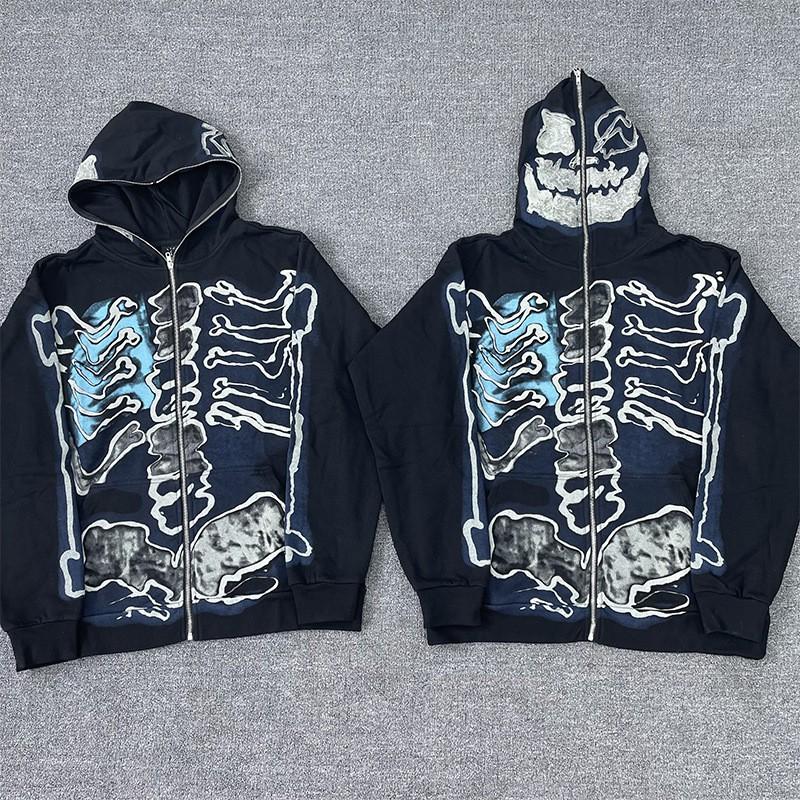 Travis Scott X Hiroshi Fujiwara Skull Graphic Hooded Oversized Sweatshirt Men Women