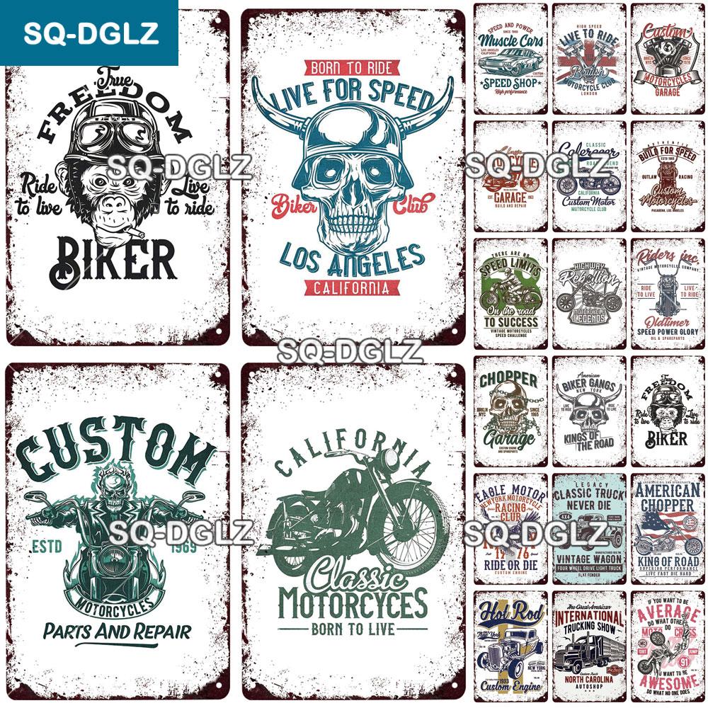 

[SQ-DGLZ] Классическая мотоциклетная табличка, байкерская металлическая вывеска, винтажные мебельные тарелки для бара, вывеска для гаража, винтажный декор, украшение для мужской пещеры