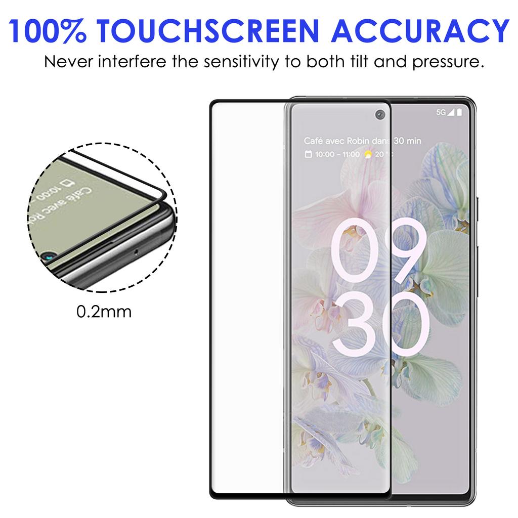 For Google Pixel 6a Hard Anti-fingerprint AGC Glass HD Clear Screen Protector Full Coverage Full Glue Black Edge Tempered Glass Screen Film