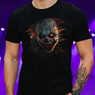 Men's T-Shirt Horror Clown Motif Cotton Size S To 5XL