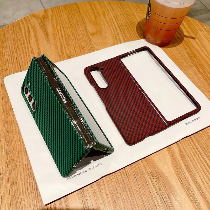 Husă Subțire cu Model din Fibră de Carbon pentru Telefon Samsung Galaxy Z Fold 7 6 5 4 3 Capac Dur din PC