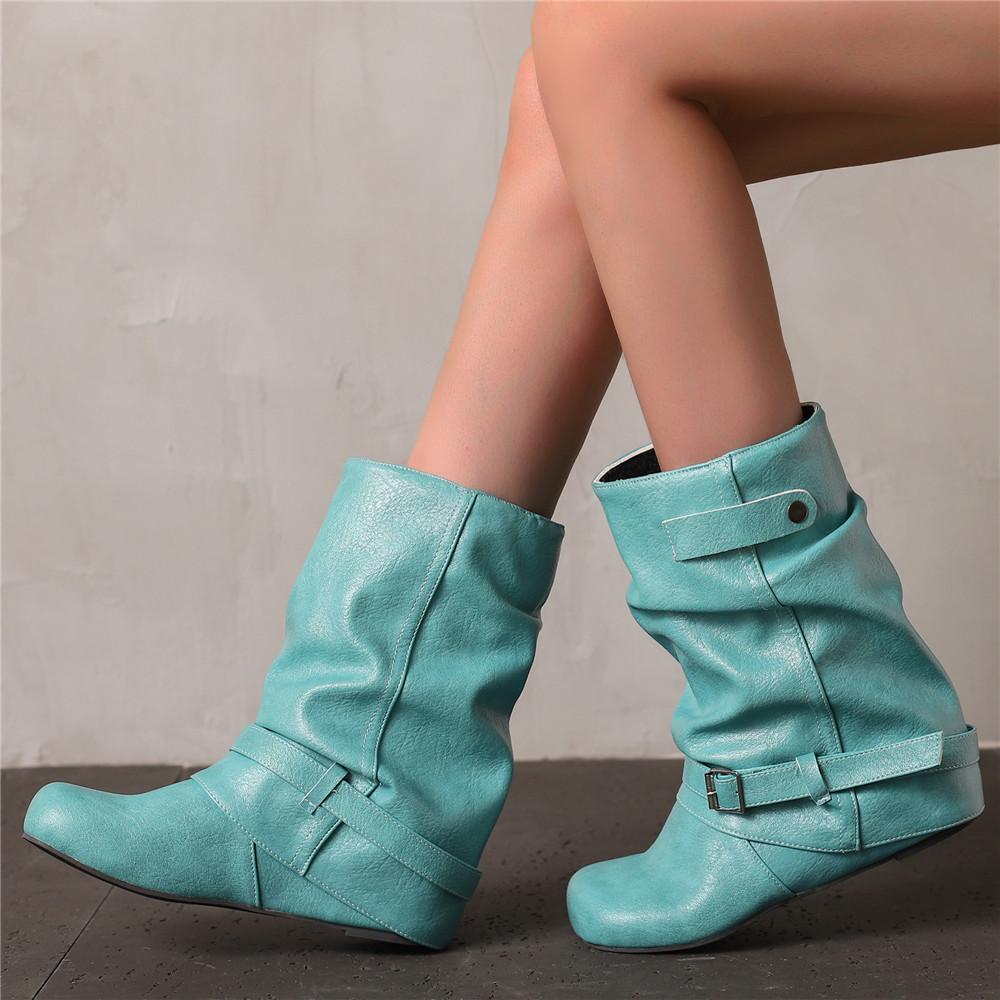 Fashion Western Cowgirl Boots Fashion New Comfortable Internal Height Women's Boots Trendy Versatile Slip On Buckle Women Short Boots