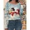 2023 Fashion Women's Pullover Christmas Blue Star Graphic Casual Sports O-Neck Long Sleeve Tops Micro-Elastic Fall & Winter