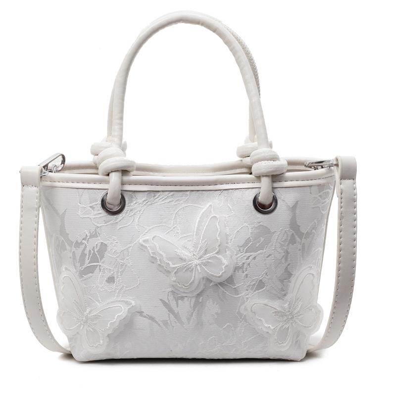 Popular Embroidery Three-dimensional Butterfly Portable Bucket Bag Fashion Temperament Literary Sense Messenger Bag Bag Woman