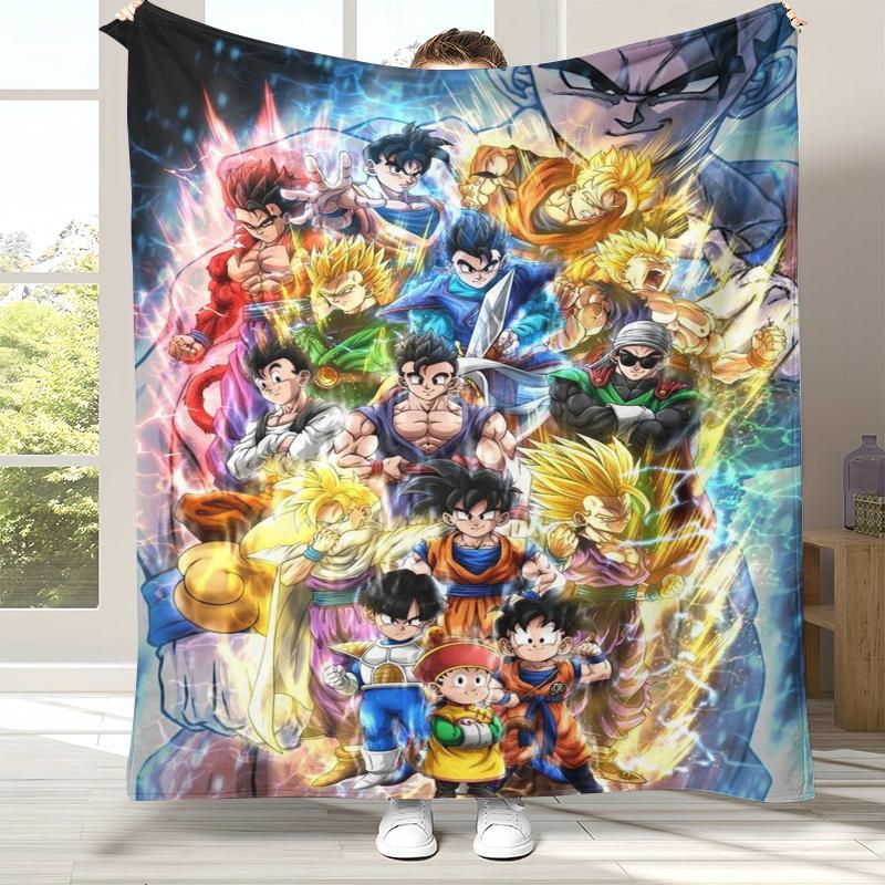 Anime D-Dragon Ball Game Cartoon Flannel Blanket,Ultra Soft Warm Plush Throw for Home Bedroom Bed Sofa Cover Office Camping