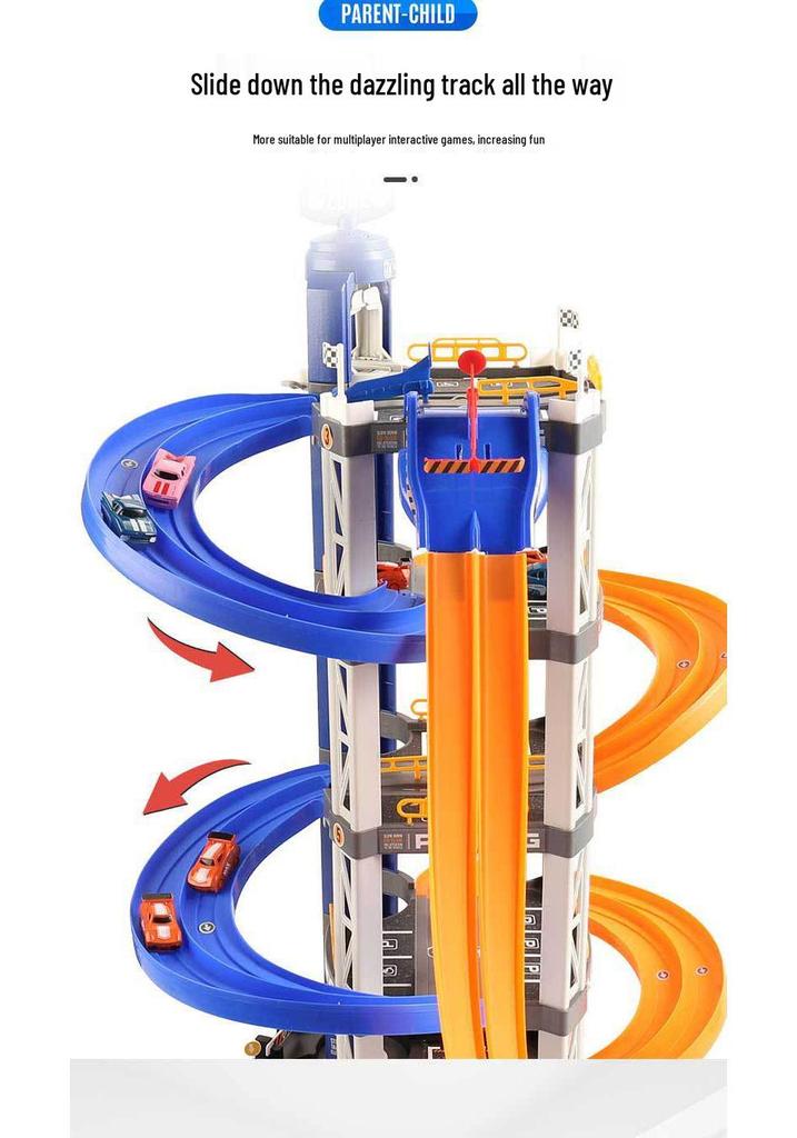 Interactive 8-Car Dual Lane 5-Layer Parking Track DIY Toy for Kids