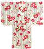 Yukata de Danse Rayé avec Camélia Blanc wko1 [Style Kyoto] Fille (un seul article) - Modèle, (Taille 100)