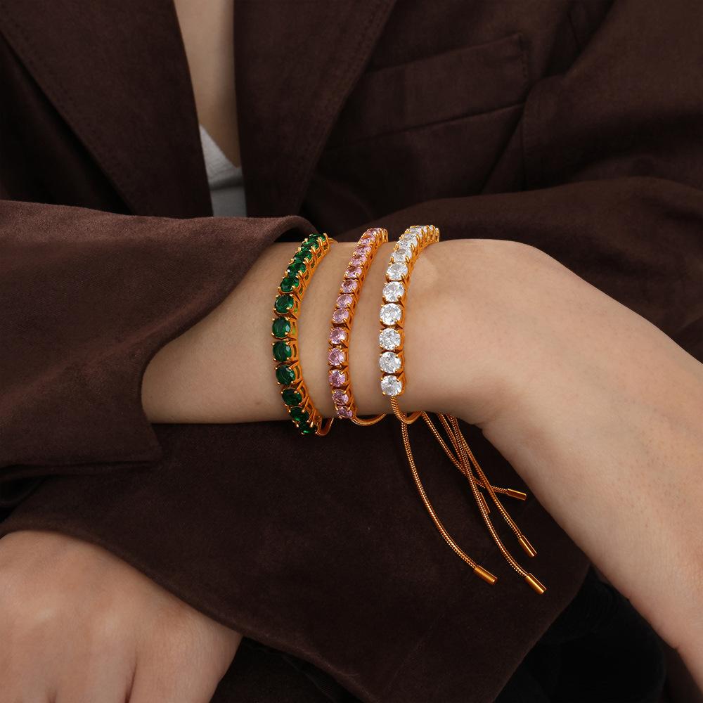 Stacked versatile gold drawstring bracelet exquisite shining adjustable diamond-encrusted jewelry